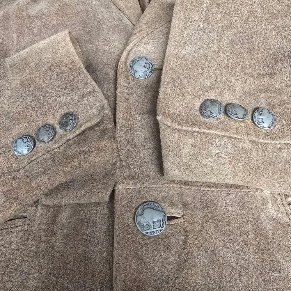 Cabelas Mens Suede Leather Blazer‎ Jacket Size 40 Reg Brown Outdoor Gear Buffalo